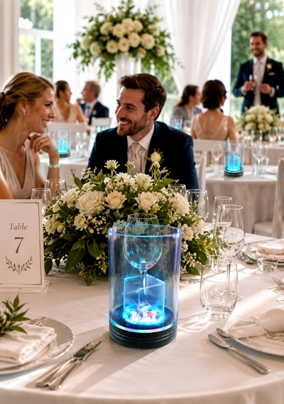 Vitrelume glass at a wedding reception