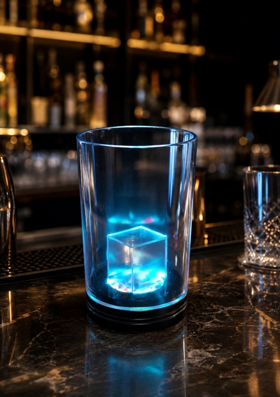 Vitrelume glass at a bar at night